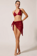 Pharıssa Bordo Güllü Bikini Takımı