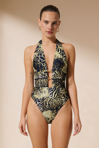 Pharıssa Leopar Desenli Halter Mayo